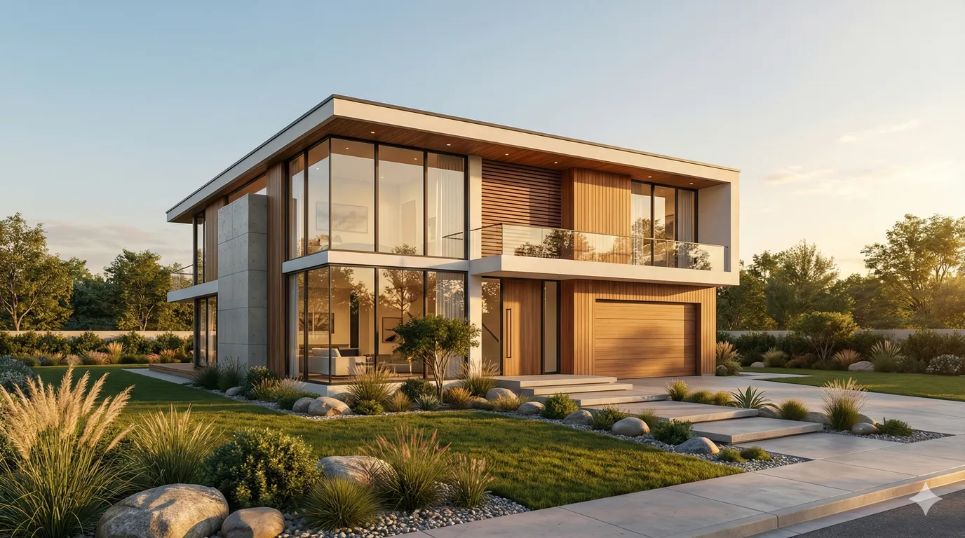 AI-generated photorealistic render of modern house